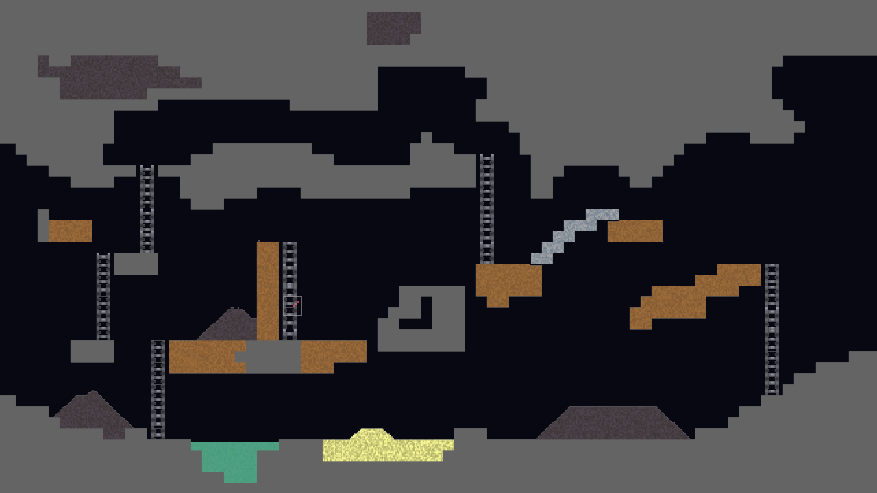 Screenshot of game with atoms being assigned flat colours
