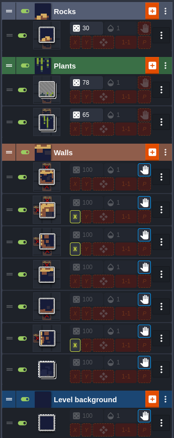 Example tiling rules from LDTK