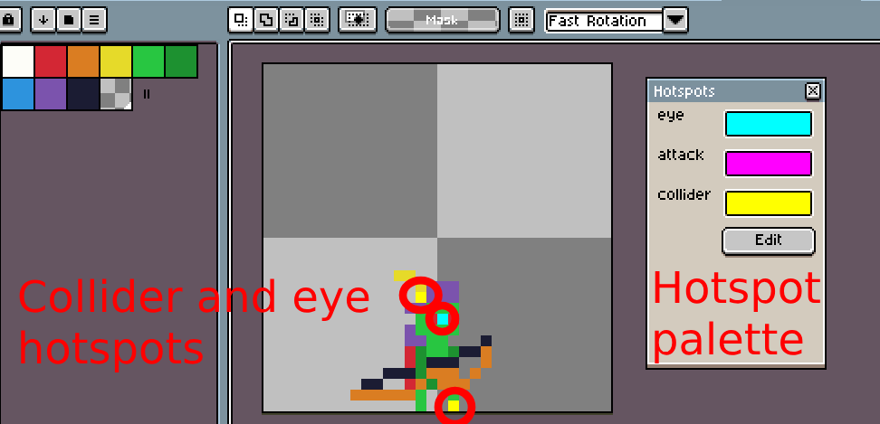 Screenshot of Hotspot Palette Aseprite extension
